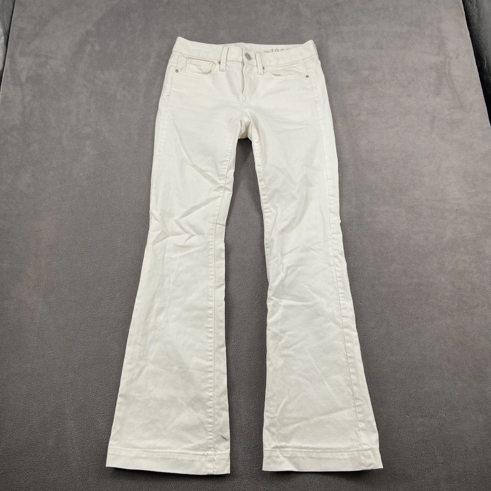Gap 1969 Long & Lean Jeans Womens 25/0 White Denim Cotton Flared Leg Mid Rise